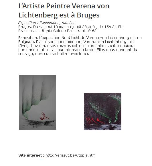 Art exposition a bruges erasmus s utopia contrast art galerie et l artiste peintre verena von lichtenberg et les tableaux et peintur d art nord licht