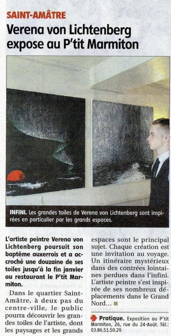 Auxerre the painter from strasbourg verena von lichtenberg and her art exhibition nord licht republicaine presse