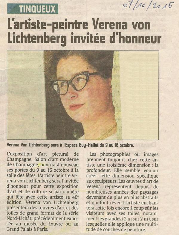 Journal l union die malerin verena von lichtenberg und ihre kunstausstellung in reims tinqueux