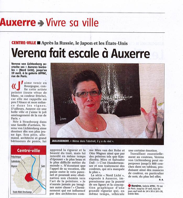 L yonne the painter verena von lichtenberg and her exhibition in auxerre