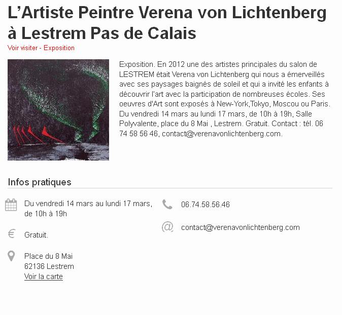 L artiste peintre verena von lichtenberg et les tableaux oeuvres d art nord licht a lestrem dans le nord pas de calais