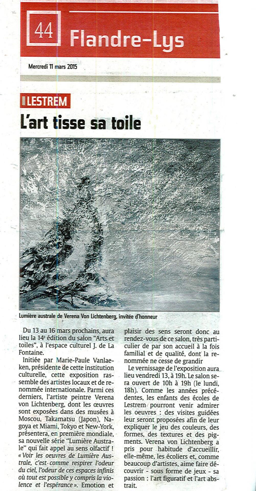 Presse l indicateur l artiste peintre verena von lichtenberg et a lestrem avec ses tableaux et oeuvres d art de l exposition nord licht 1